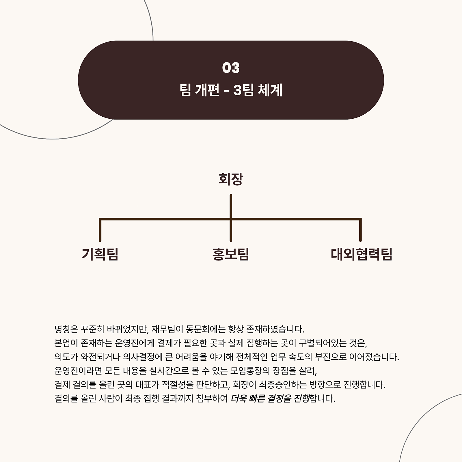 동문회 운영 팀 체계 개편